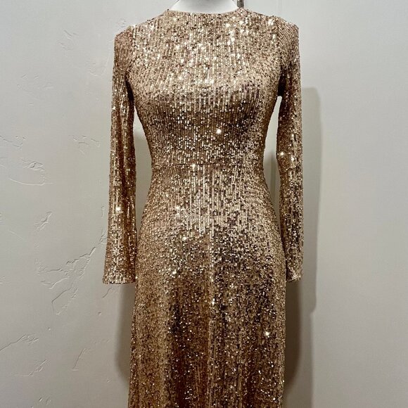 Ann Taylor Petite Sequin Midi Flare Dress NWT - Picture 4 of 10